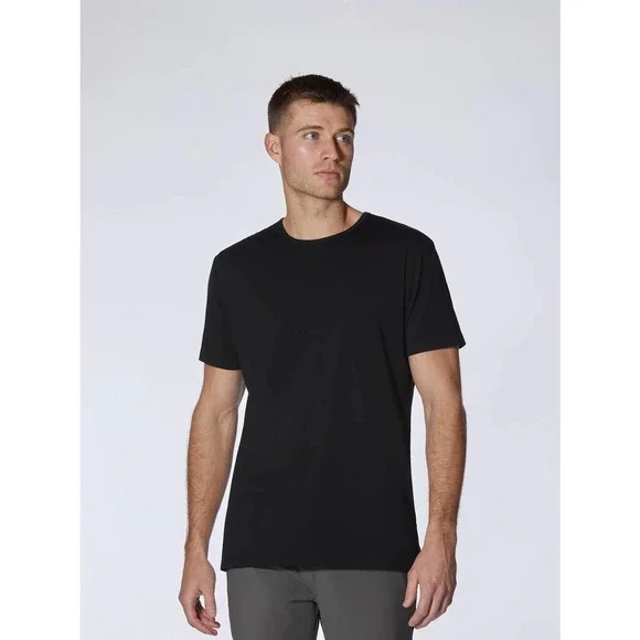 Cuts Clothing Men's Split Hem Crew Neck 4 Way Stretch Tee T-Shirt in Black - Picture 2 of 8